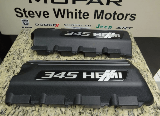 Dodge Challenger Charger Engine Cover Valve 5.7L 345 Hemi Mopar Black White 2pcs