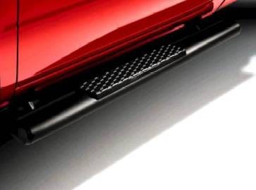 Tubular Side Steps, Cab Length Black Aluminum For Quad Cab