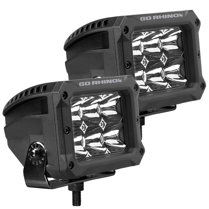 Go Rhino Xplor Bright Series Rectangle LED Spot Light Kit (Surface/Thread Stud Mnt) 4x3 - Blk (Pair) thumbnail 2