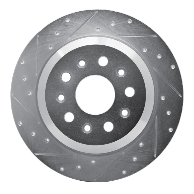 R1 18-25 Jeep Wrangler Rear Left Drilled & Slotted Silver Brake Rotor - 631-42042L