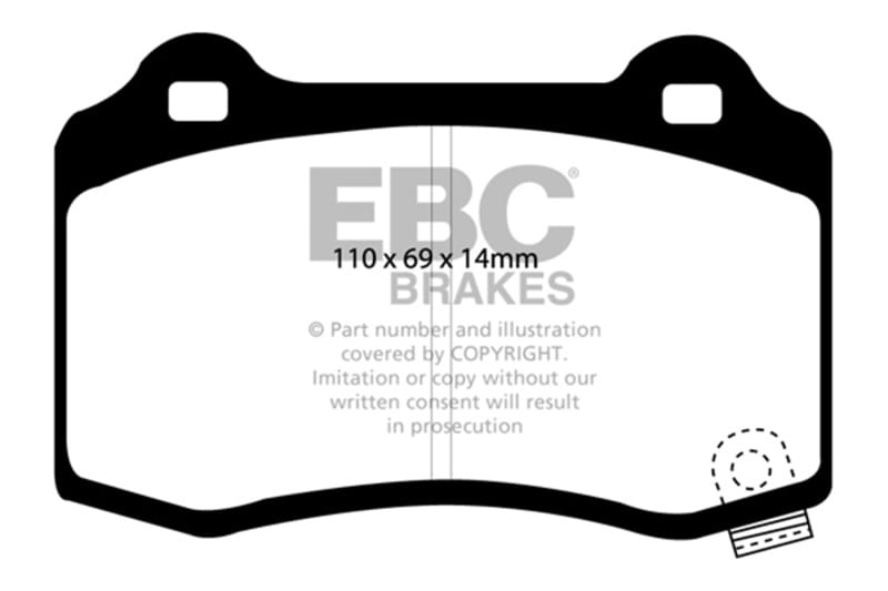 EBC 15+ Cadillac CTS 3.6 Twin Turbo Redstuff Rear Brake Pads thumbnail 4