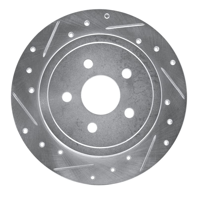 R1 88-95 Chrysler Daytona Rear Left Drilled & Slotted Silver Brake Rotor