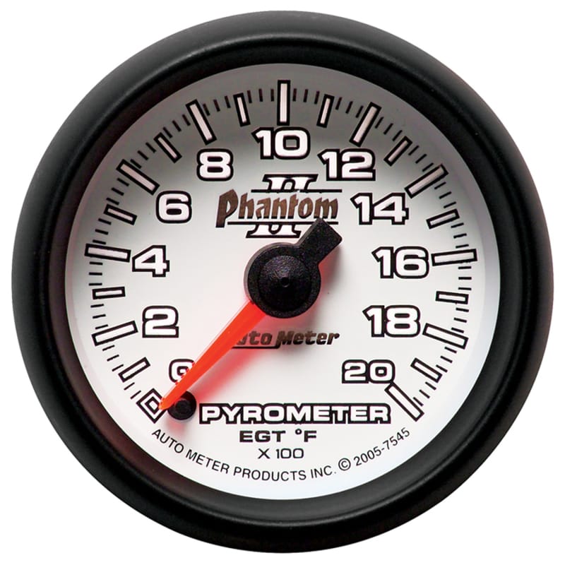 Autometer Phantom II 52.4mm Full Sweep Electronic 0-2000 Def F EGT/Pyrometer Gauge thumbnail 2