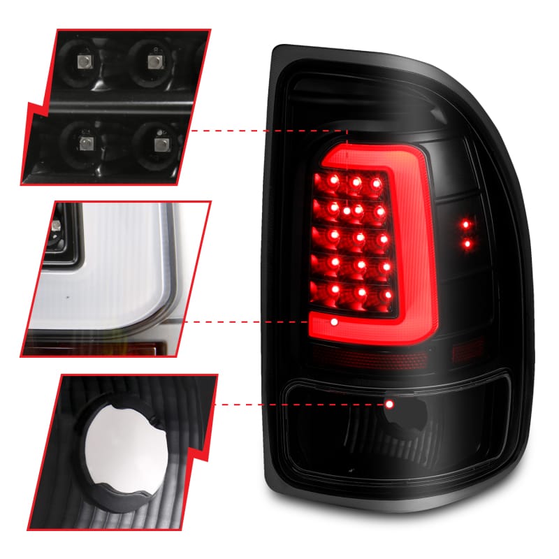 ANZO 1997-2004 Dodge Dakota LED Taillights Black Housing Smoke Lens Pair thumbnail 4
