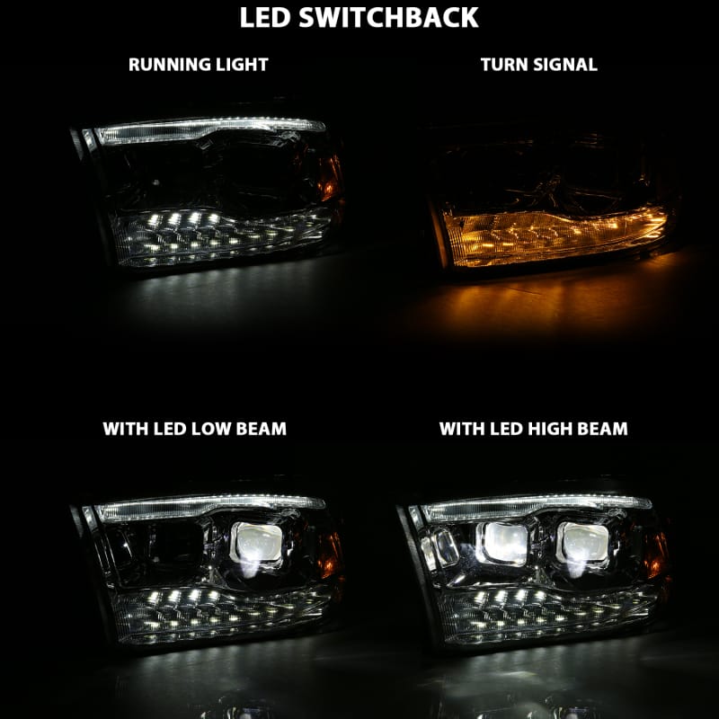 ANZO 2009-2018 Dodge Ram 1500 Led Projector Plank Style Switchback H.L Halo Chrome Amber (OE Style) thumbnail 7