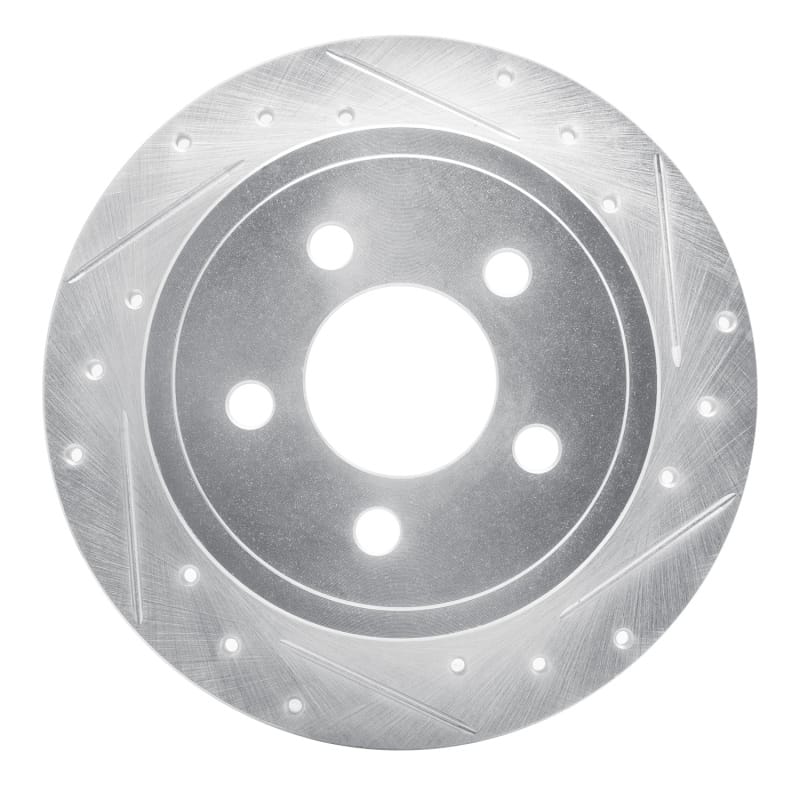 R1 03-07 Jeep Liberty Rear Right Drilled & Slotted Silver Brake Rotor