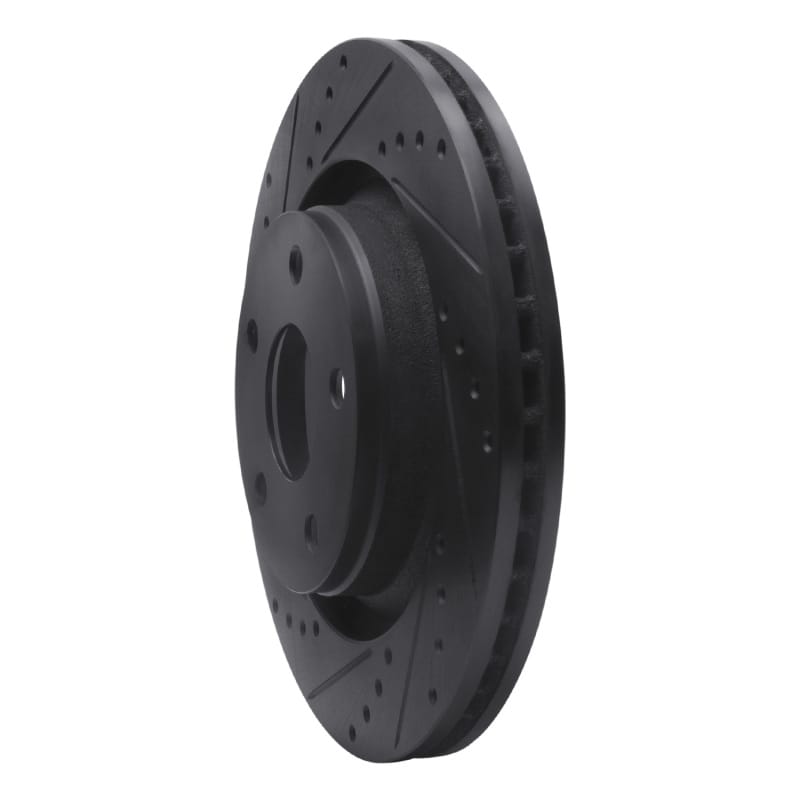 R1 12-18 Jeep Wrangler Front Left Drilled & Slotted Black Brake Rotor