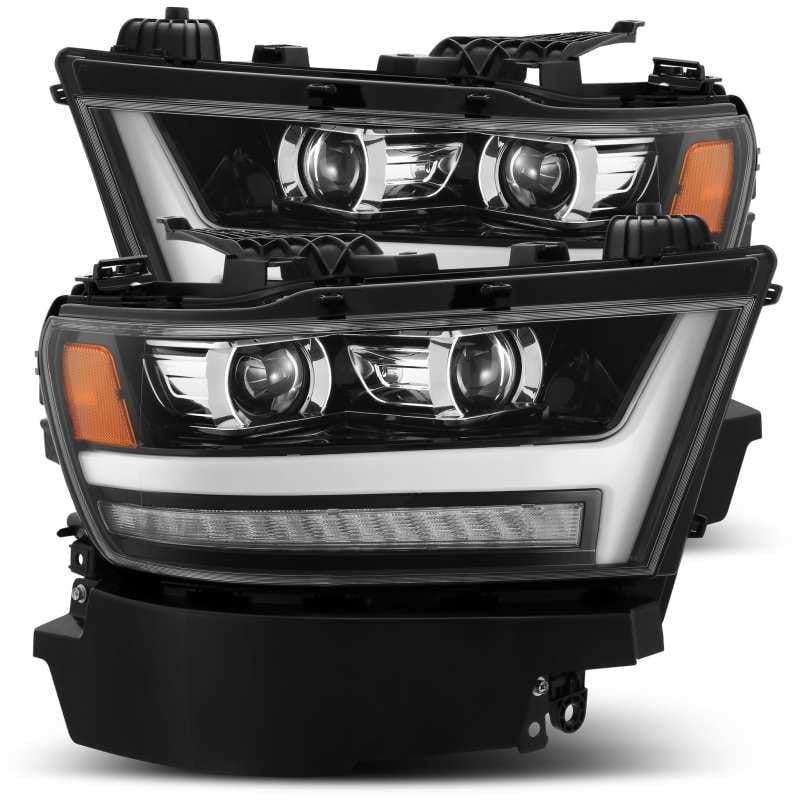 AlphaRex 19-20 Dodge Ram 1500 LUXX LED Proj Headlights Plank Jet Blk w/Activ Light/Seq Signal/DRL thumbnail 2