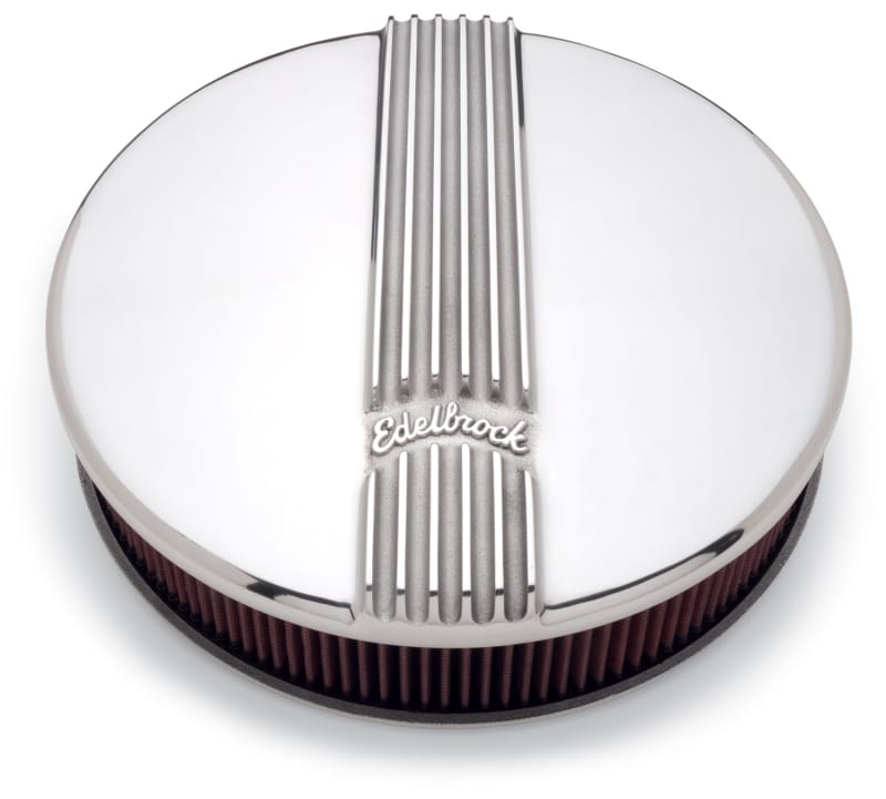 Edelbrock Air Cleaner Classic Series Round Aluminum Top Cloth Element 14In Dia X 3 9In Polished thumbnail 2