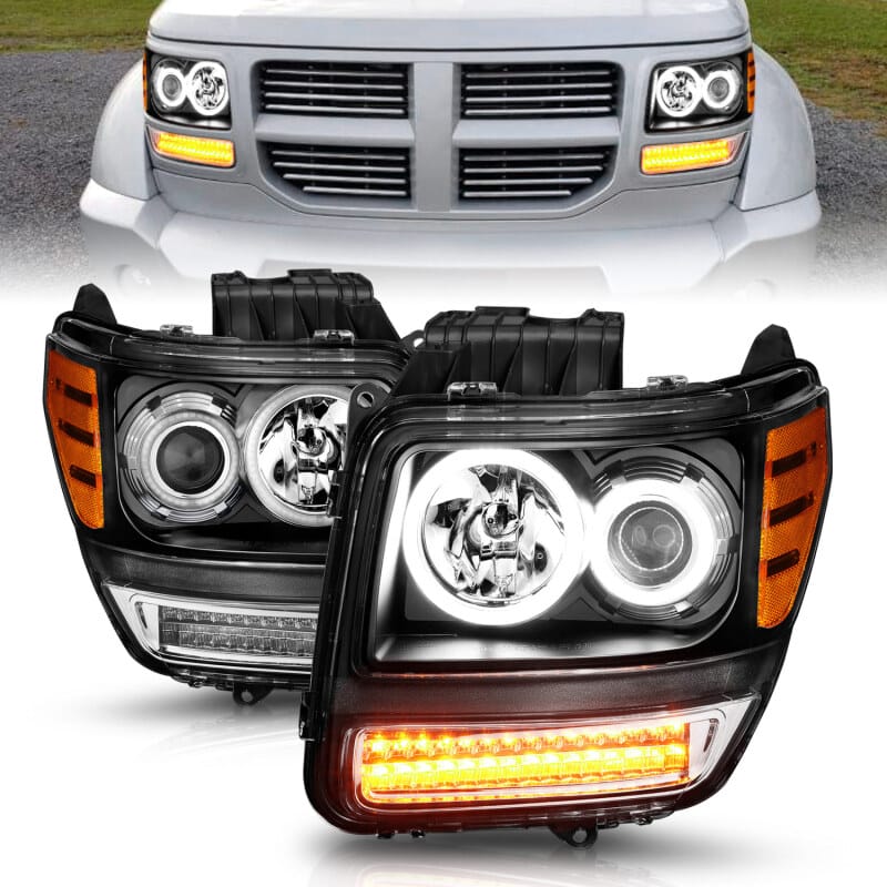 ANZO 2007-2012 Dodge Nitro Projector Headlights w/ Halo Black (CCFL) G2 thumbnail 3