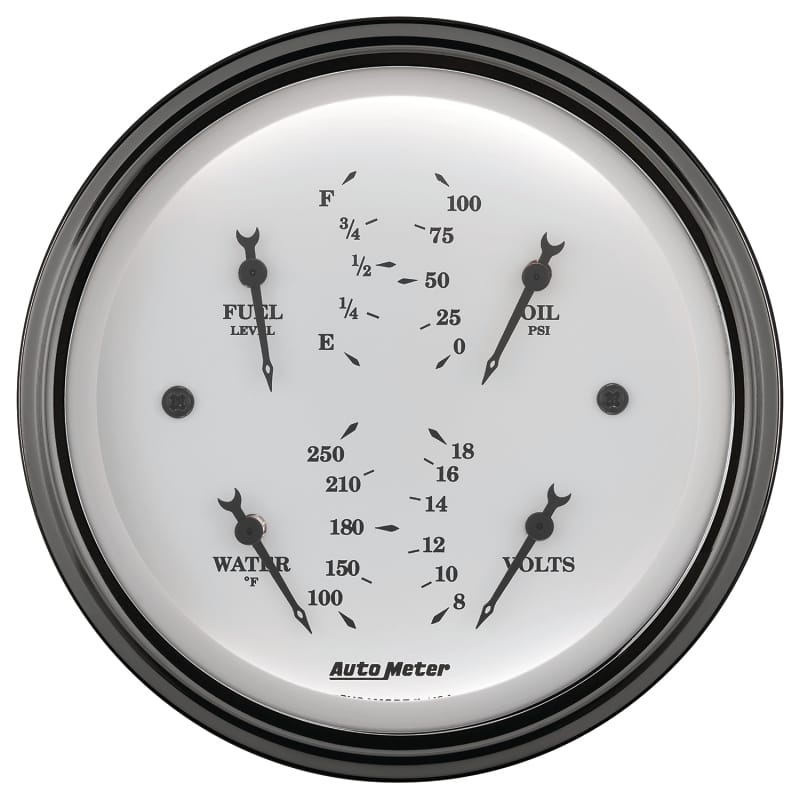 AutoMeter Gauge Quad 3-3/8in. 0 Ohm(e) to 90 Ohm(f)Elec Old Tyme White thumbnail 2