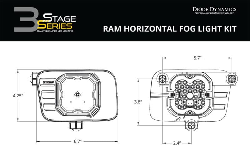 Diode Dynamics SS3 Sport Type Ram Horiz Kit ABL - Yellow SAE Fog thumbnail 7