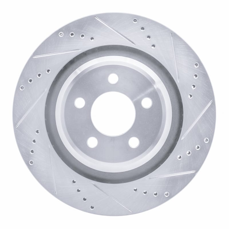 R1 05-23 Chrysler 300 Rear Right Drilled & Slotted Silver Brake Rotor - 631-39020R
