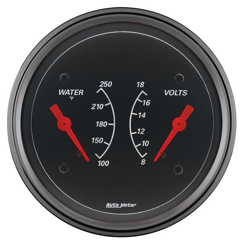 AutoMeter Gauge Dual Wtmp & Volt 3-3/8in. 250 Deg. F & 18V Elec Designer Black thumbnail 2