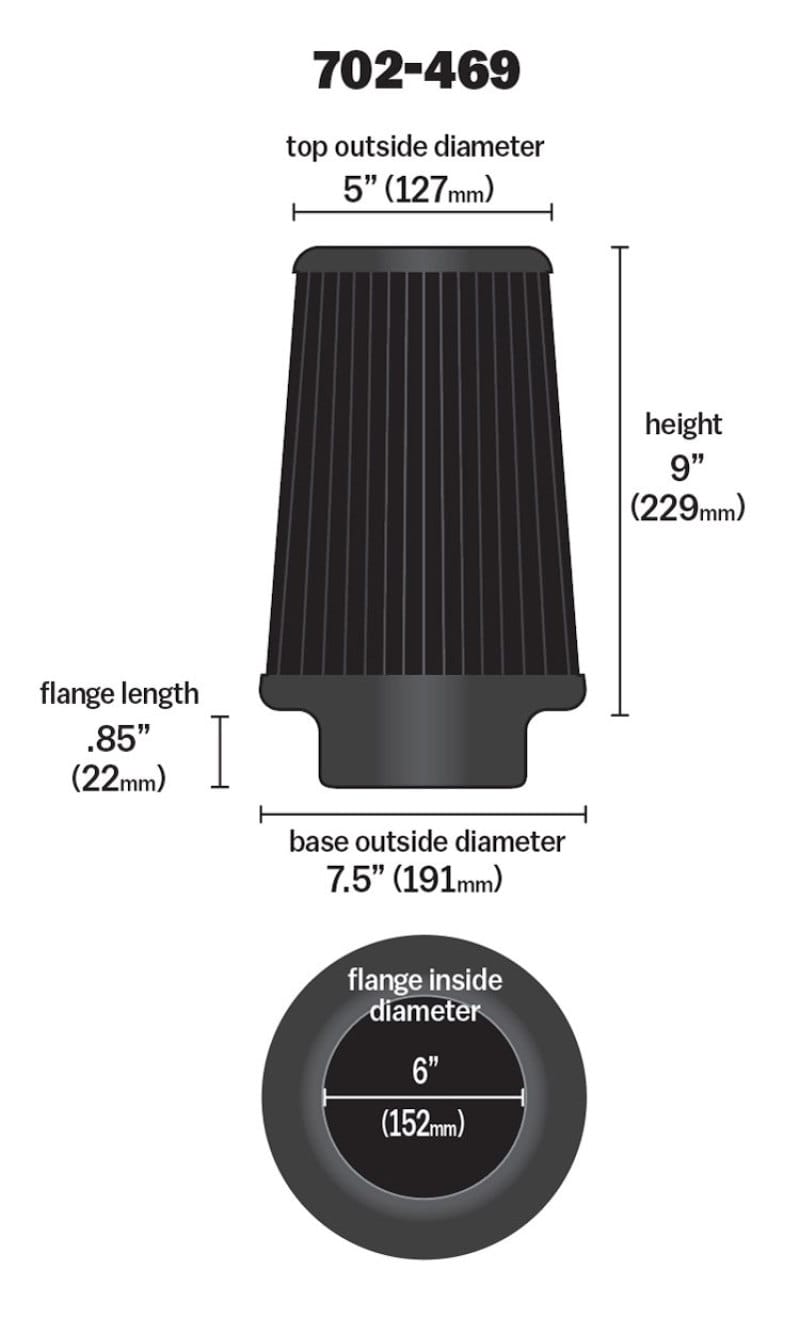 Airaid Universal Air Filter - Cone 6 x 7 1/4 x 5 x 9 - Blue SynthaMax thumbnail 3