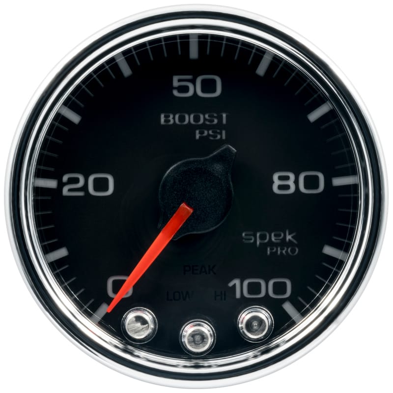 Autometer Spek-Pro Gauge Boost 2 1/16in 100psi Stepper Motor W/Peak & Warn Blk/Chrm thumbnail 2