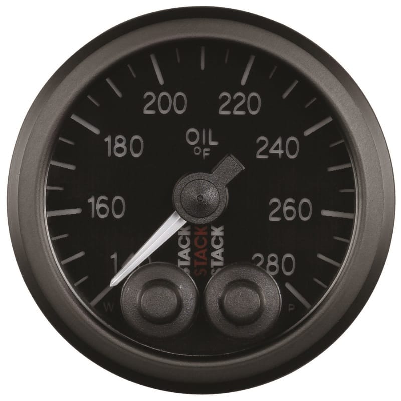 Autometer Stack Instruments 52mm 140-280 Deg F 1/8in NPTF Male Pro Control Oil Temp Gauge - Black thumbnail 2