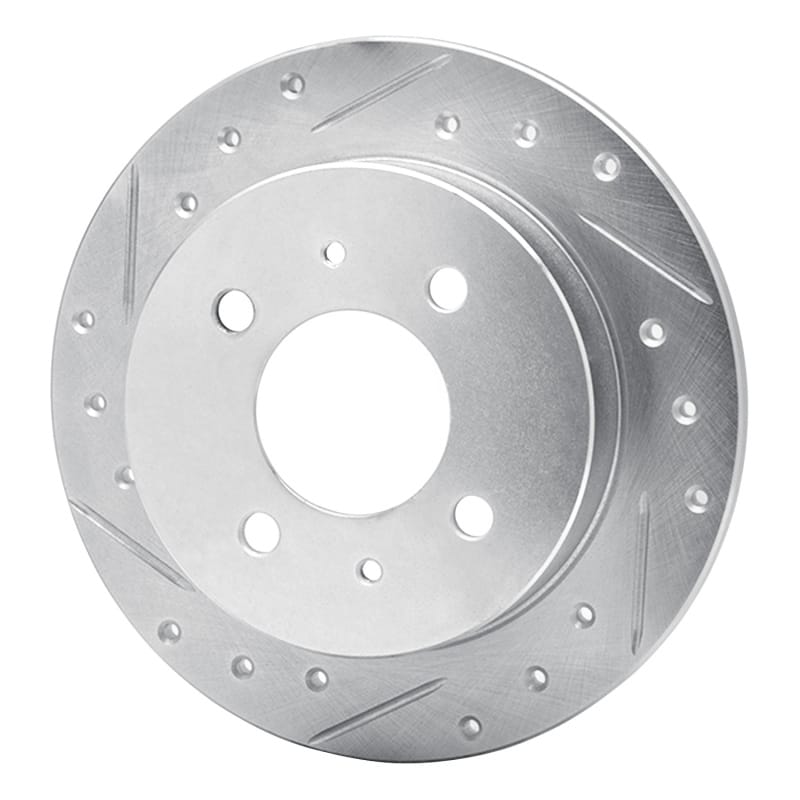 R1 92-96 Dodge COLT Rear Left Drilled & Slotted Silver Brake Rotor