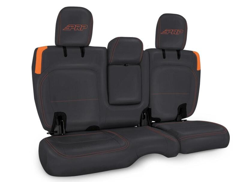 PRP Jeep Wrangler JL Rear Bench CoversU - 4 door with Armrest - Black/Orange
