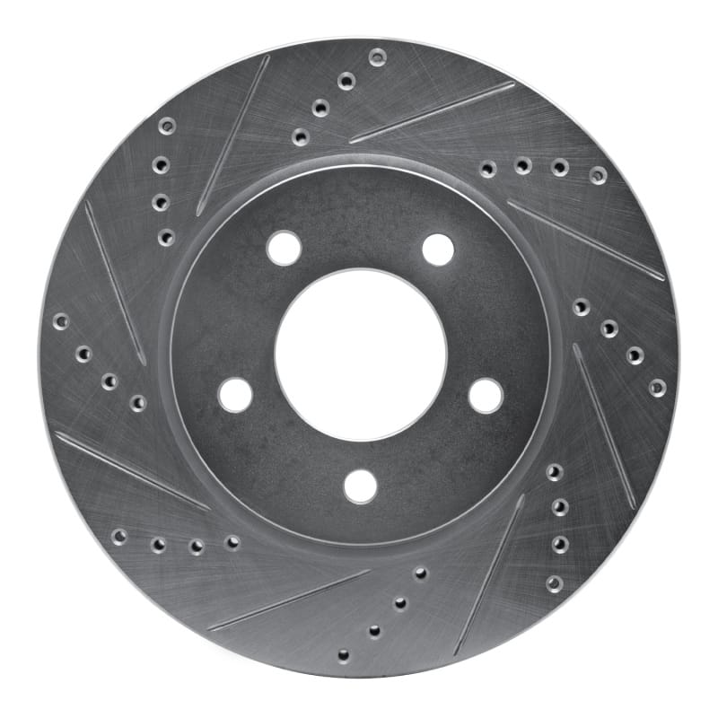 R1 04-08 Chrysler Pacifica Front Left Drilled & Slotted Silver Brake Rotor