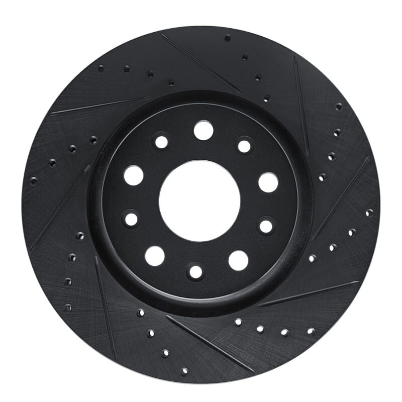 R1 18-25 Jeep Gladiator Front Right Drilled & Slotted Black Brake Rotor