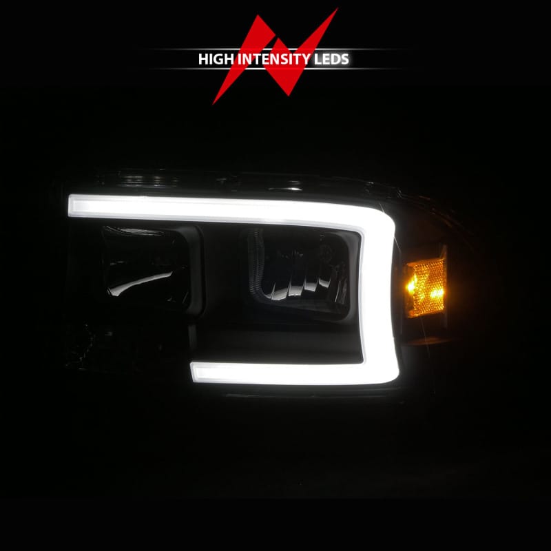 ANZO 97-04 Dodge Dakota/Durango Crystal headlight Set w/ Light Bar Black Housing thumbnail 7