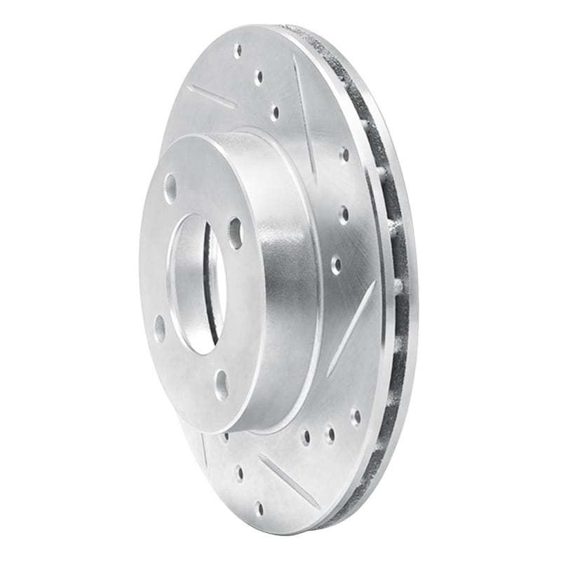 R1 92-00 Dodge COLT Front Right Drilled & Slotted Silver Brake Rotor thumbnail 2