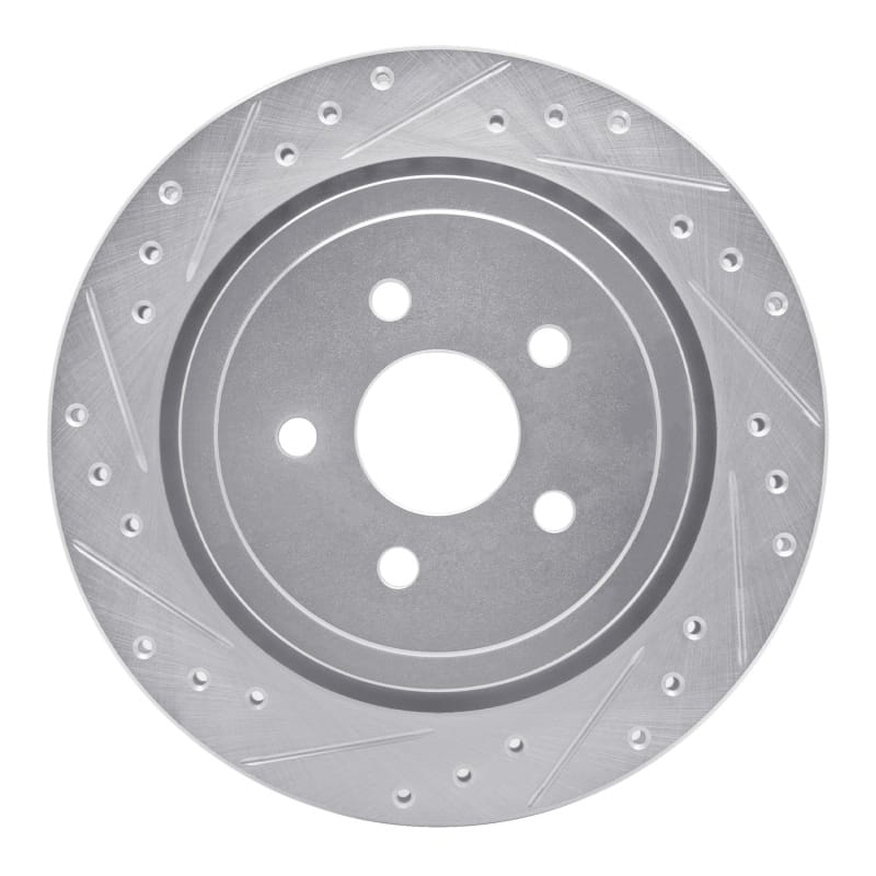 R1 89-95 Chrysler LeBaron Rear Left Drilled & Slotted Silver Brake Rotor