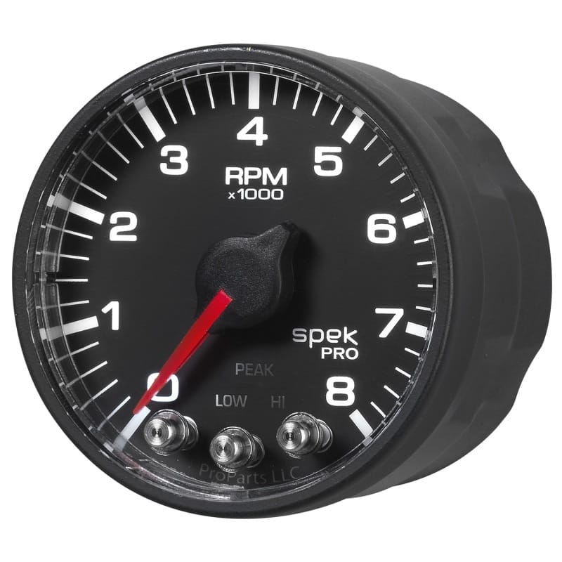Autometer Spek-Pro Black 2 1/16 inch 8K RPM Tach w/ Shift Light and Peak Memory thumbnail 4