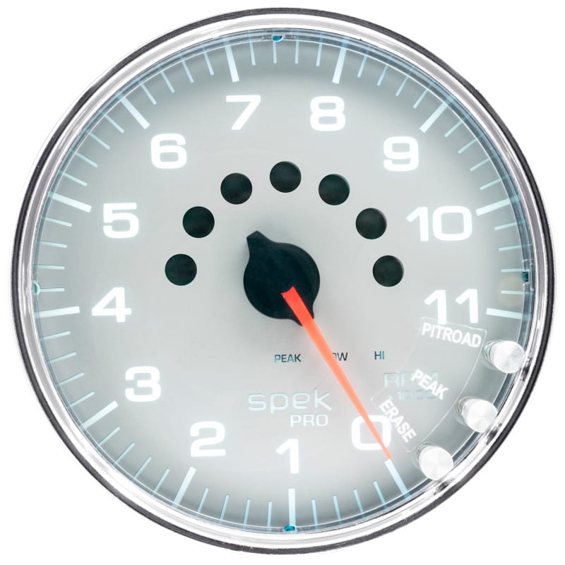 Autometer Spek-Pro Gauge Tachometer 5in 11K Rpm W/Shift Light & Peak Mem Silver/Chrome - P23921 thumbnail 3