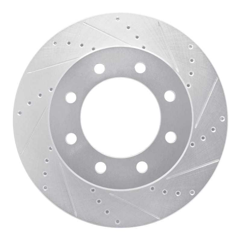 R1 09-25 Dodge Ram 3500 Front Right Drilled & Slotted Silver Brake Rotor