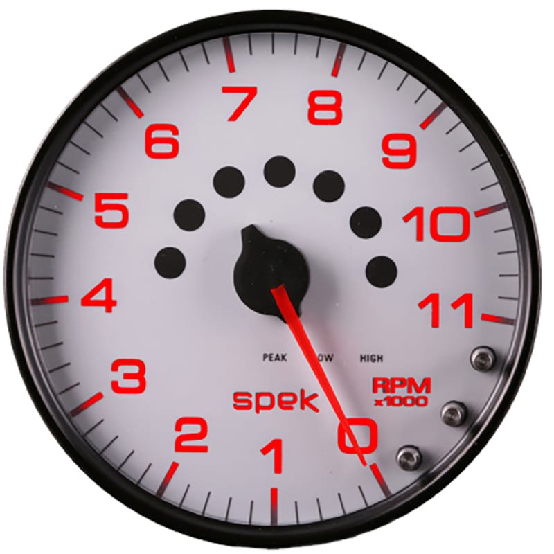 Autometer Spek-Pro Gauge Tachometer 5in 11K Rpm W/Shift Light & Peak Mem White/Black - P23912 thumbnail 6