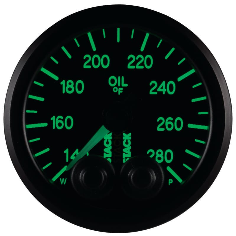 Autometer Stack Instruments 52mm 140-280 Deg F 1/8in NPTF Male Pro Control Oil Temp Gauge - Black thumbnail 5