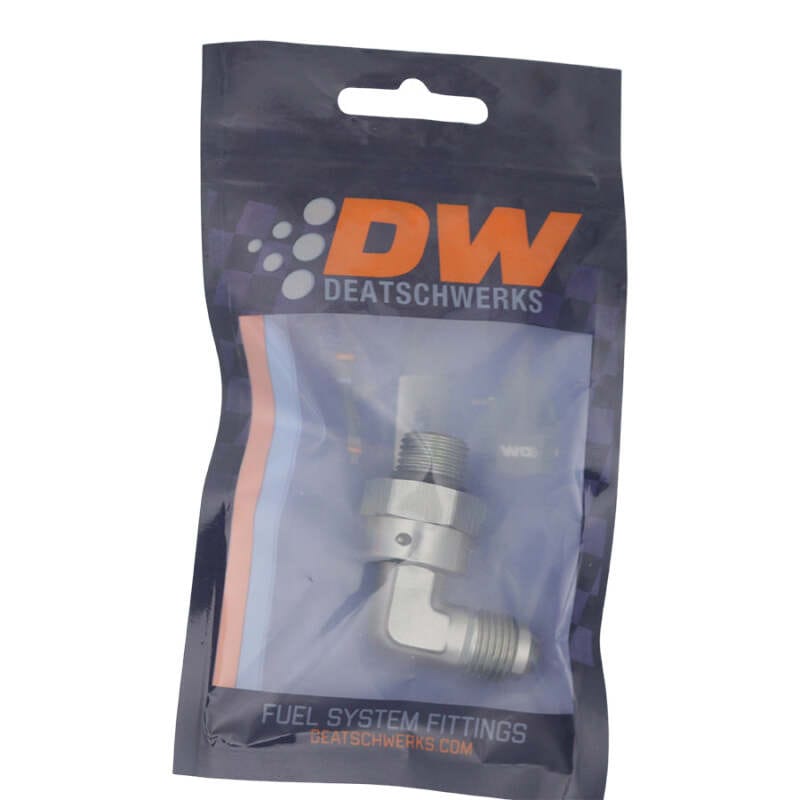 DeatschWerks 6AN ORB Male Swivel to 90-Degree 6AN Male Flare - Anodized DW Titanium thumbnail 2