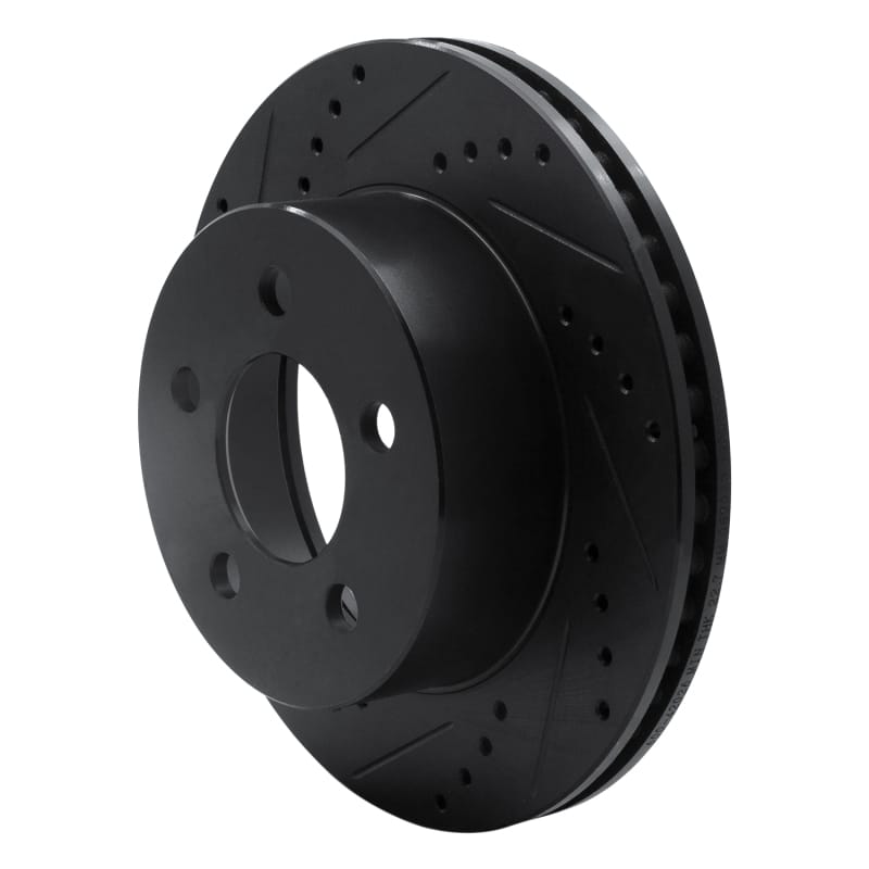 R1 99-06 Jeep Cherokee Front Left Drilled & Slotted Black Brake Rotor thumbnail 2
