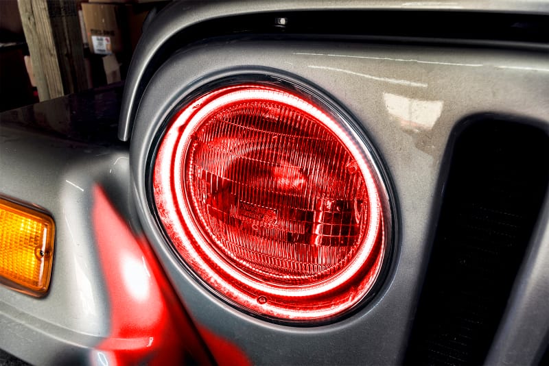 Oracle 97-06 Jeep Wrangler TJ Surface Mount LED Headlight Halo Kit - Red thumbnail 3