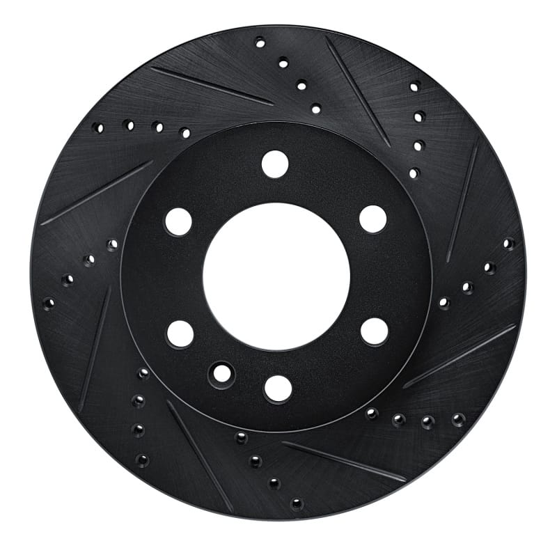 R1 06-25 American Coach Patriot Front Right Drilled & Slotted Black Brake Rotor