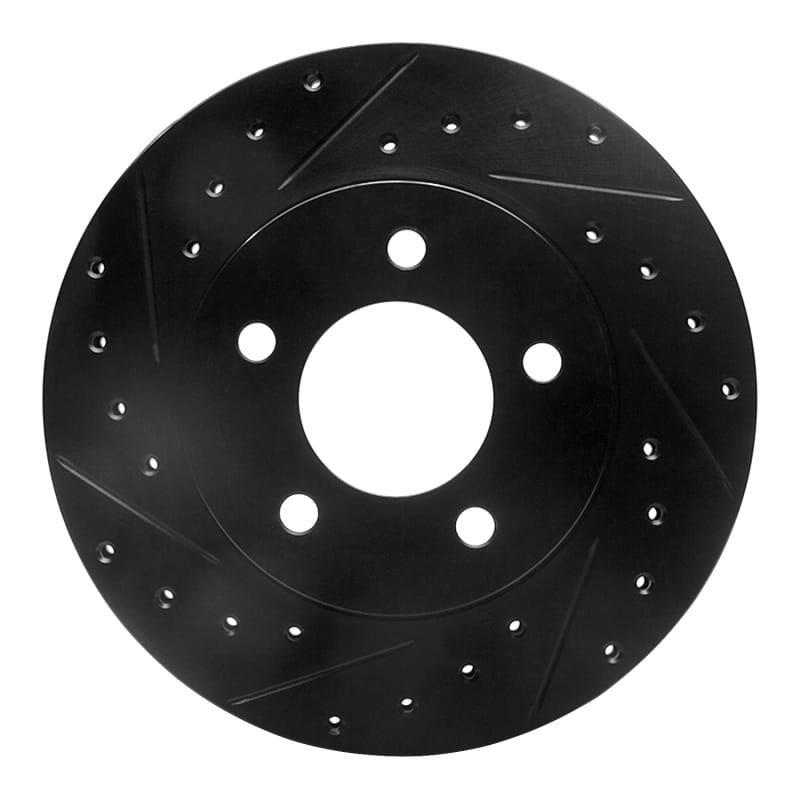 R1 93-97 Chrysler Intrepid Front Left Drilled & Slotted Black Brake Rotor