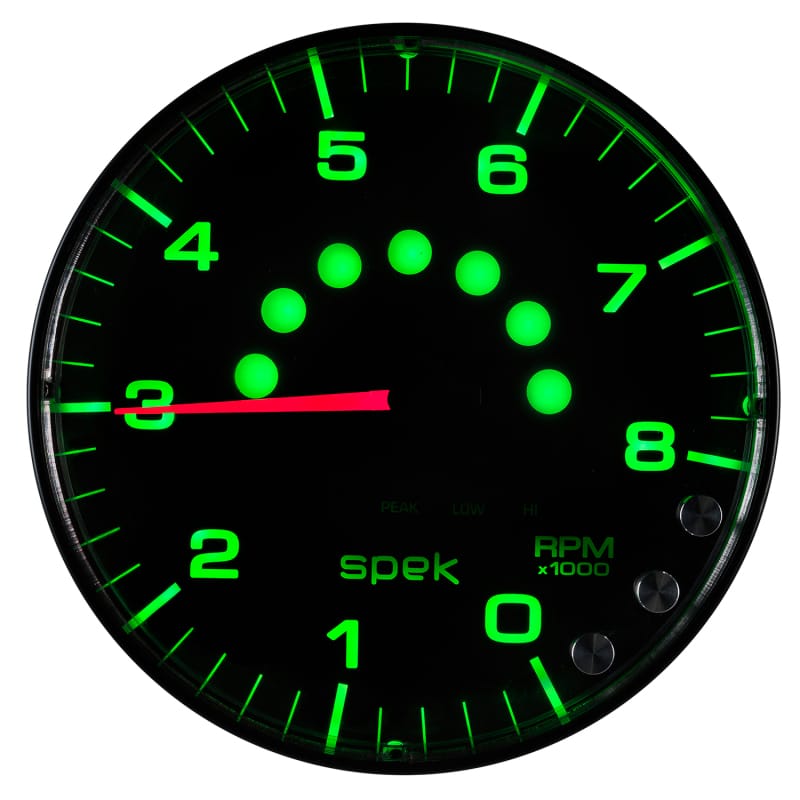 Autometer Spek-Pro Gauge Tachometer 5in 8K Rpm W/Shift Light & Peak Mem Black/Black - P238328 thumbnail 4