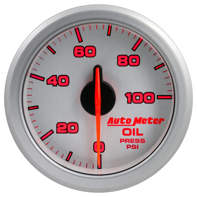 Autometer Airdrive 2-1/6in Oil Pressure Gauge 0-100 PSI - Silver thumbnail 6