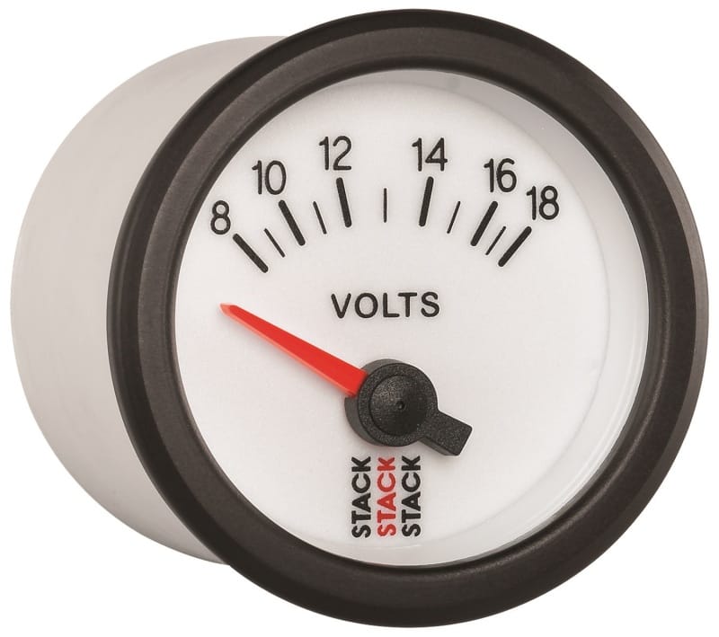 Autometer Stack 52mm 8-18V Electric Battery Voltage Gauge - White thumbnail 5
