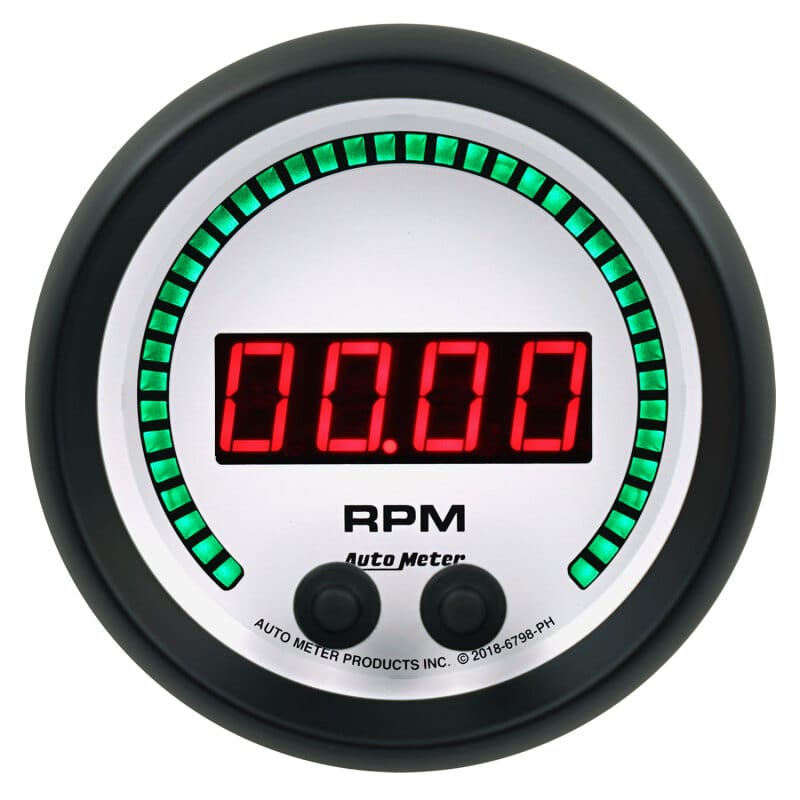 Autometer 85.7mm White 0-16K RPM Tachometer Phantom Elite Digital Gauge thumbnail 2