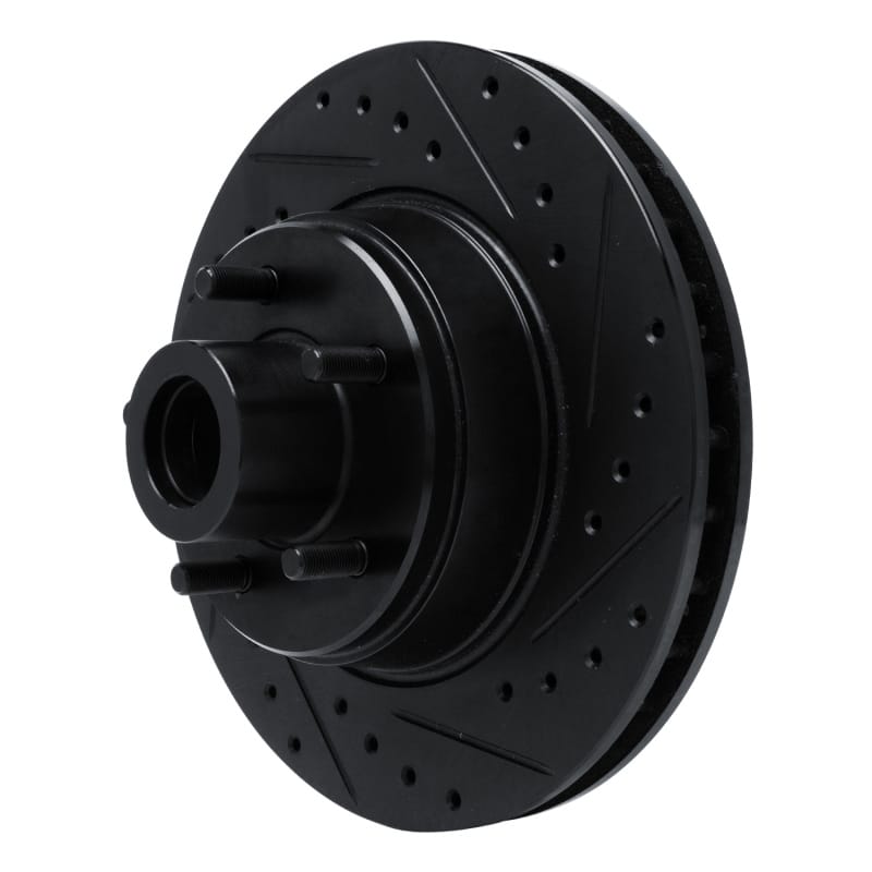 R1 74-84 Chrysler Imperial Front Right Drilled & Slotted Black Brake Rotor thumbnail 2