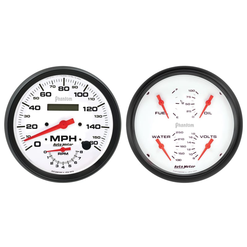 Autometer Phantom 2pc Gauge Kit Quad & Tach/Speedo 5in.