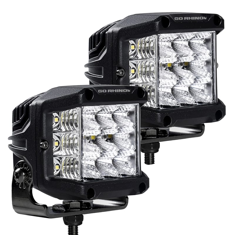 Go Rhino Xplor Bright Series Sideline Cube LED Flood Light Kit (Surface Mount) 4x3 - Blk (Pair) thumbnail 2