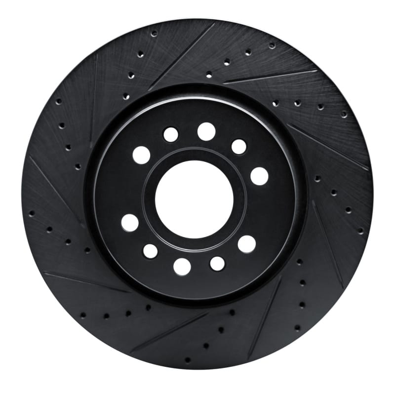 R1 21-25 Jeep Wagoneer Front Left Drilled & Slotted Black Brake Rotor