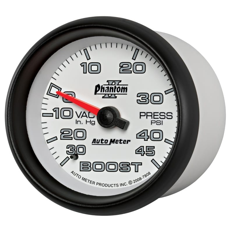Autometer Phantom II 2-5/8in 30INHG-45PSI Phantom Mechanical Boost/Vacuum Gauge thumbnail 2