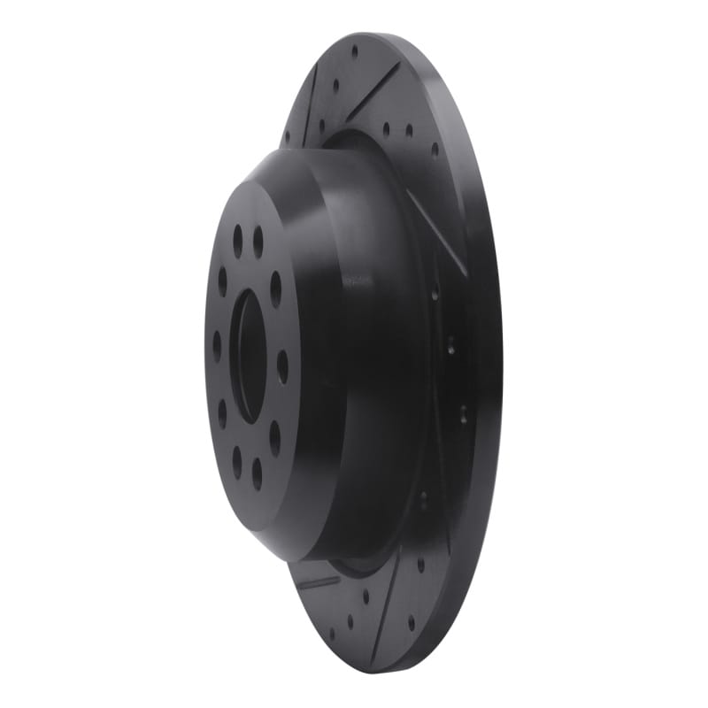 R1 18-25 Jeep Wrangler Rear Left Drilled & Slotted Black Brake Rotor - 633-42042L thumbnail 2