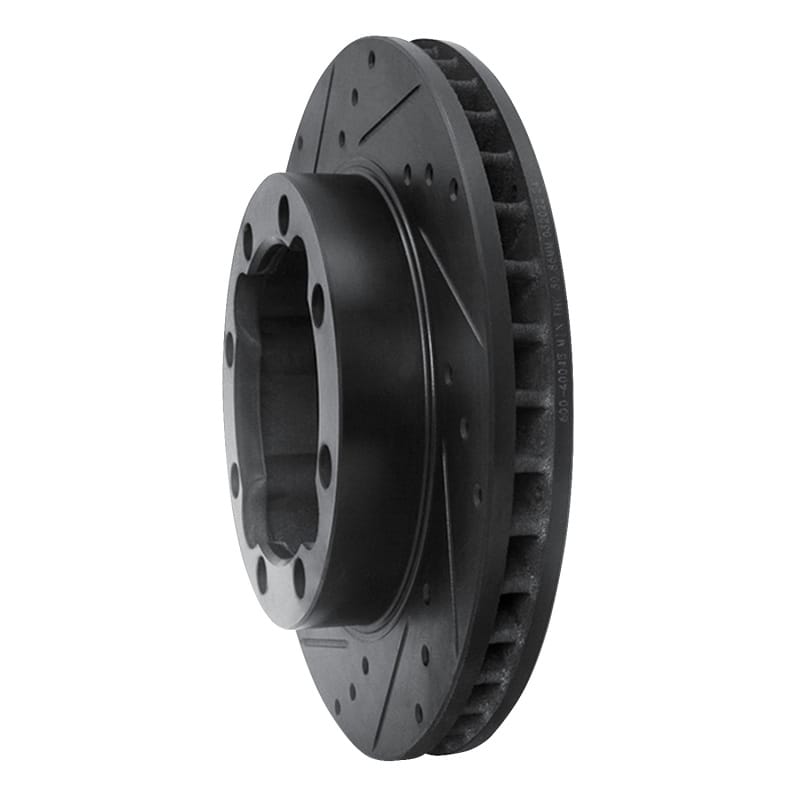 R1 88-00 Chevrolet K2500 Front Left Drilled & Slotted Black Brake Rotor thumbnail 2