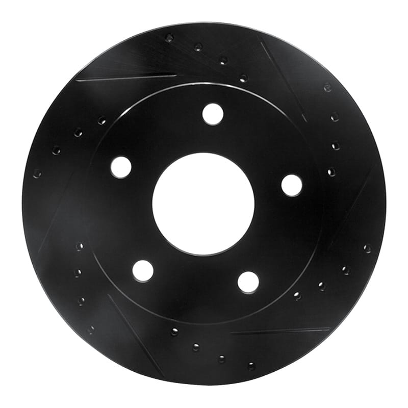 R1 94-99 Dodge Ram 1500 Pickup Front Right Drilled & Slotted Black Brake Rotor